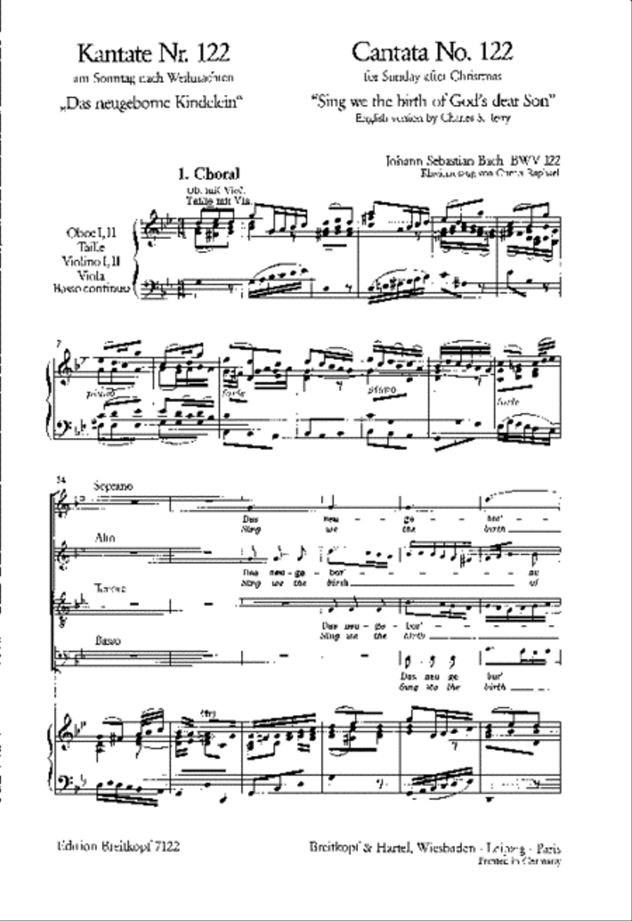 Cantata BWV 122 “Sing we the birth of God’s dear Son” 4-Part scores gallery preview page 2