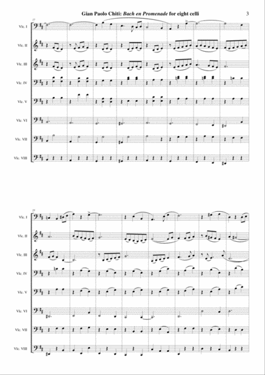 Gian Paolo Chiti: Bach En Promenade for cello octet Cello Solo scores gallery preview page 3