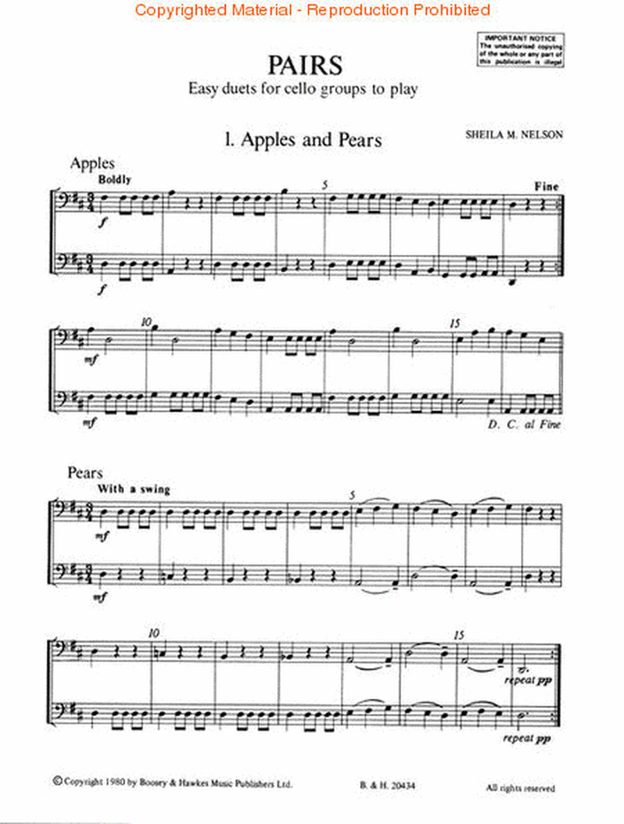 Pairs for Cellos