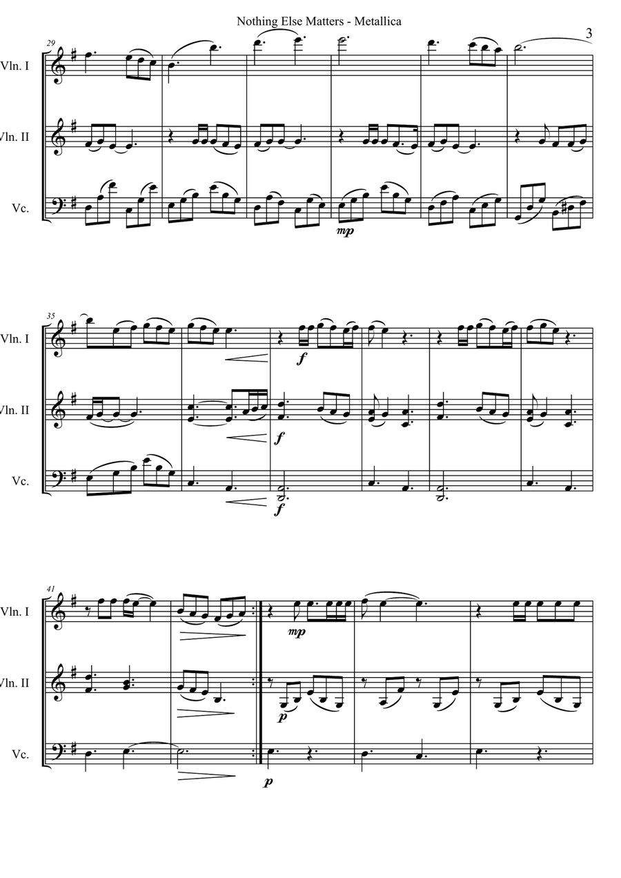 Nothing Else Matters String Trio scores gallery preview page 3