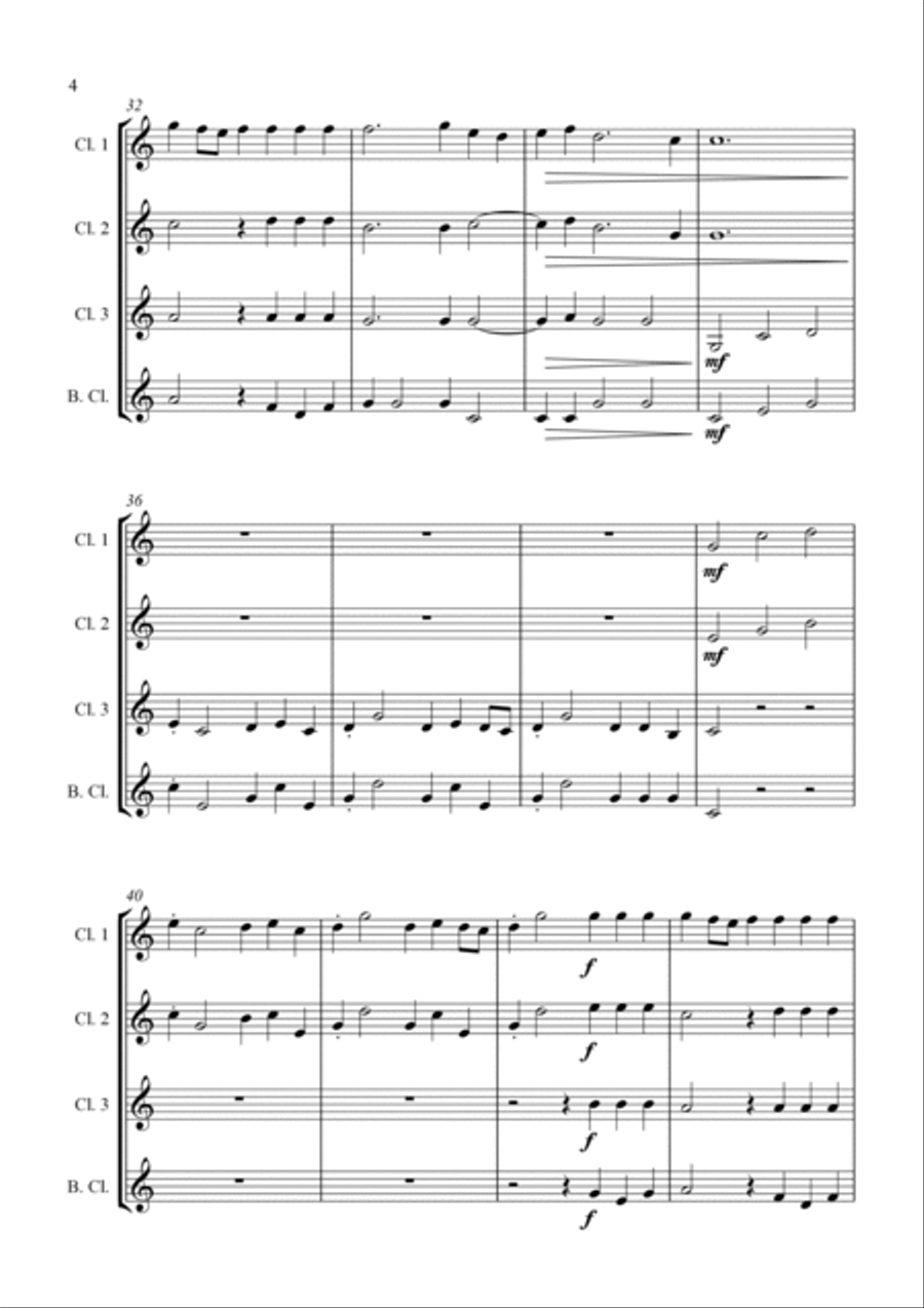Alla Hornpipe from Handel's Water Music - for Clarinet Quartet Clarinet Quartet scores gallery preview page 5