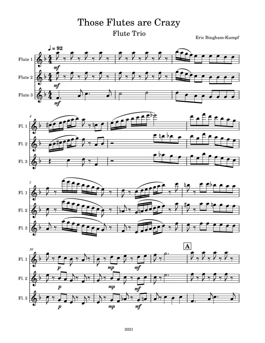 Those Flutes are Crazy Woodwind Trio scores gallery preview page 1
