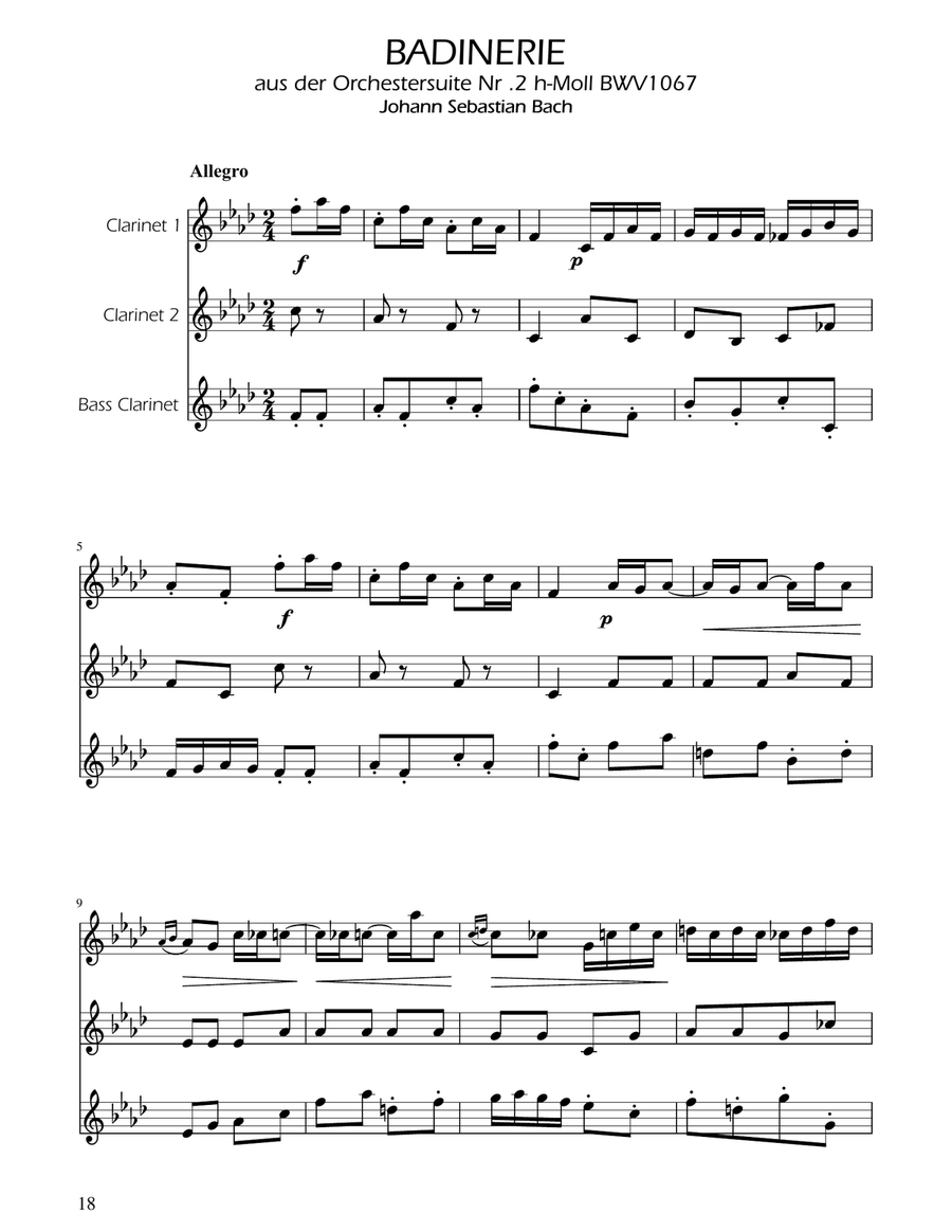 Badinerie - J.S Bach - BWV 1067 - Clarinet Trio