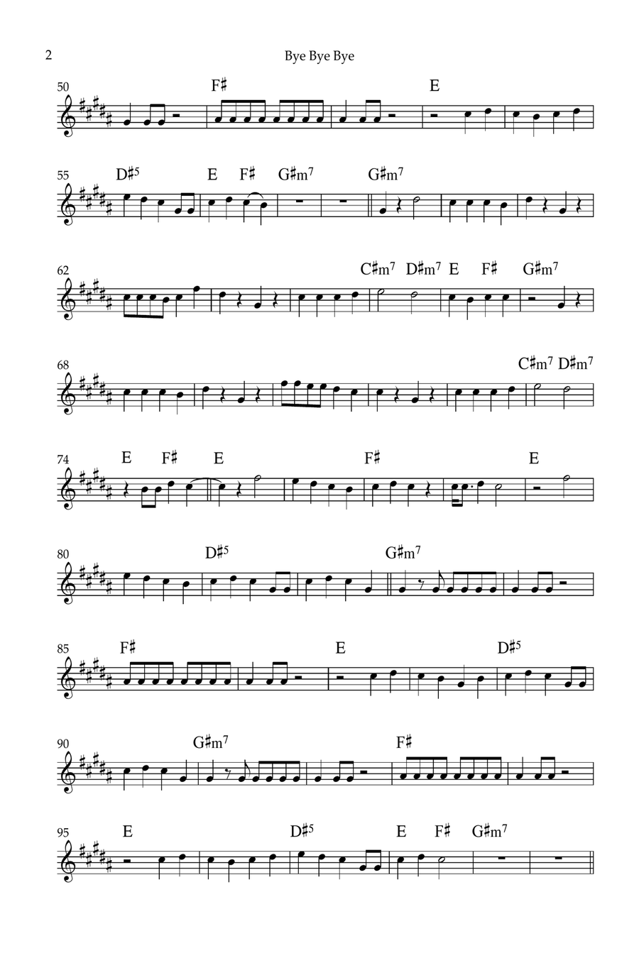 Bye Bye Bye Violin Solo scores gallery preview page 2