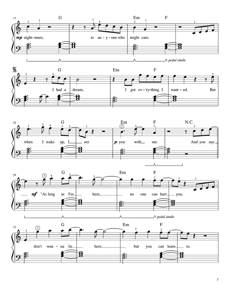 Everything I Wanted Easy Piano scores gallery preview page 2