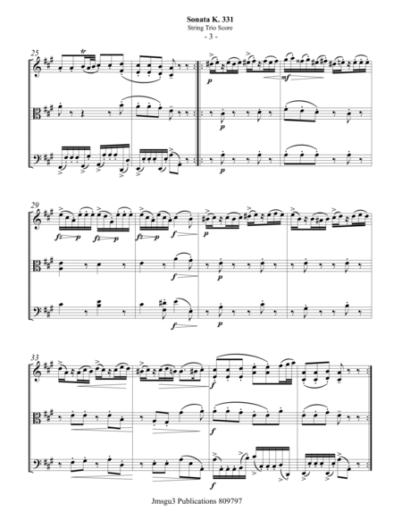 Mozart: Sonata K. 331 “Alla Turca” for String Trio image number null