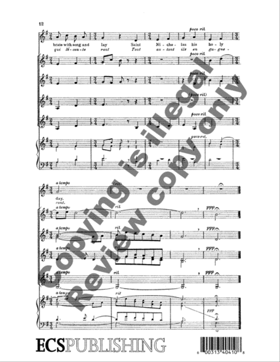 The Miracle of St. Nicholas (Le Miracle de Saint Nicolas) SSAA scores gallery preview page 8