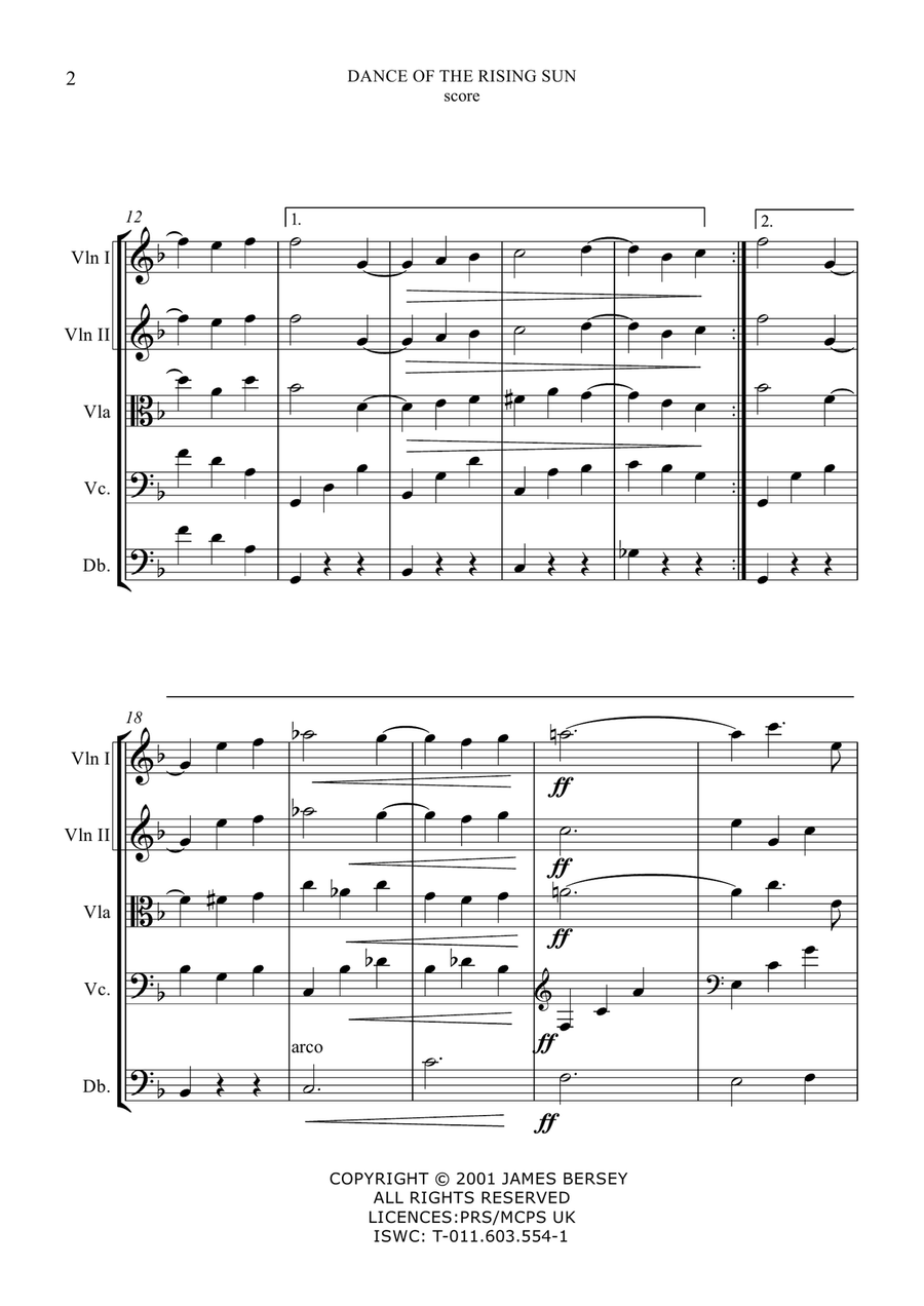 Dance of the Rising Sun (for string quintet) - score & set of string parts String Orchestra scores gallery preview page 6