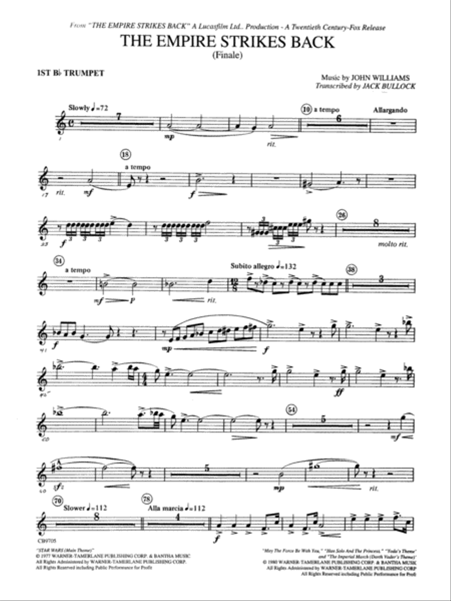 The Empire Strikes Back (Finale): 1st B-flat Trumpet Concert Band scores gallery preview page 1