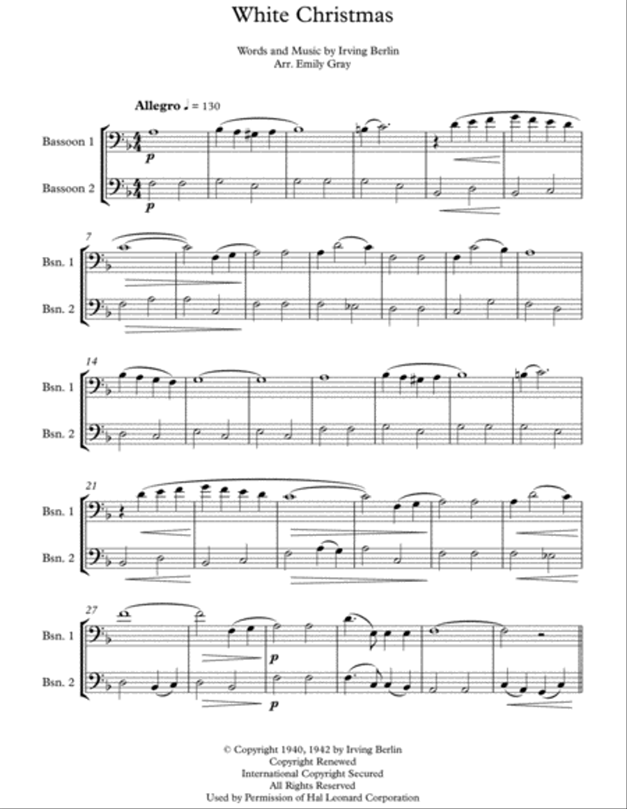 White Christmas Woodwind Duet scores gallery preview page 1
