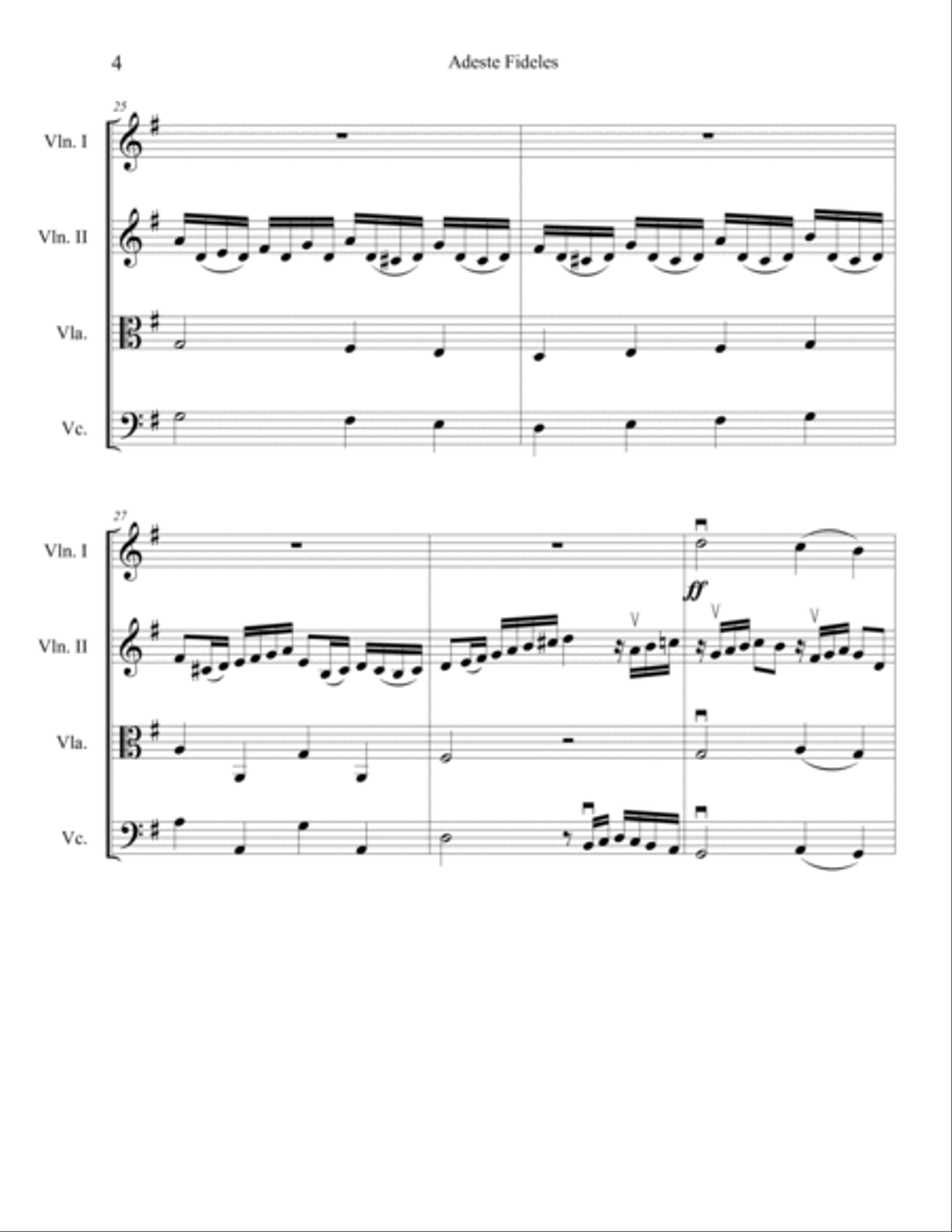 Adeste Fideles for String Quartet String Quartet scores gallery preview page 5