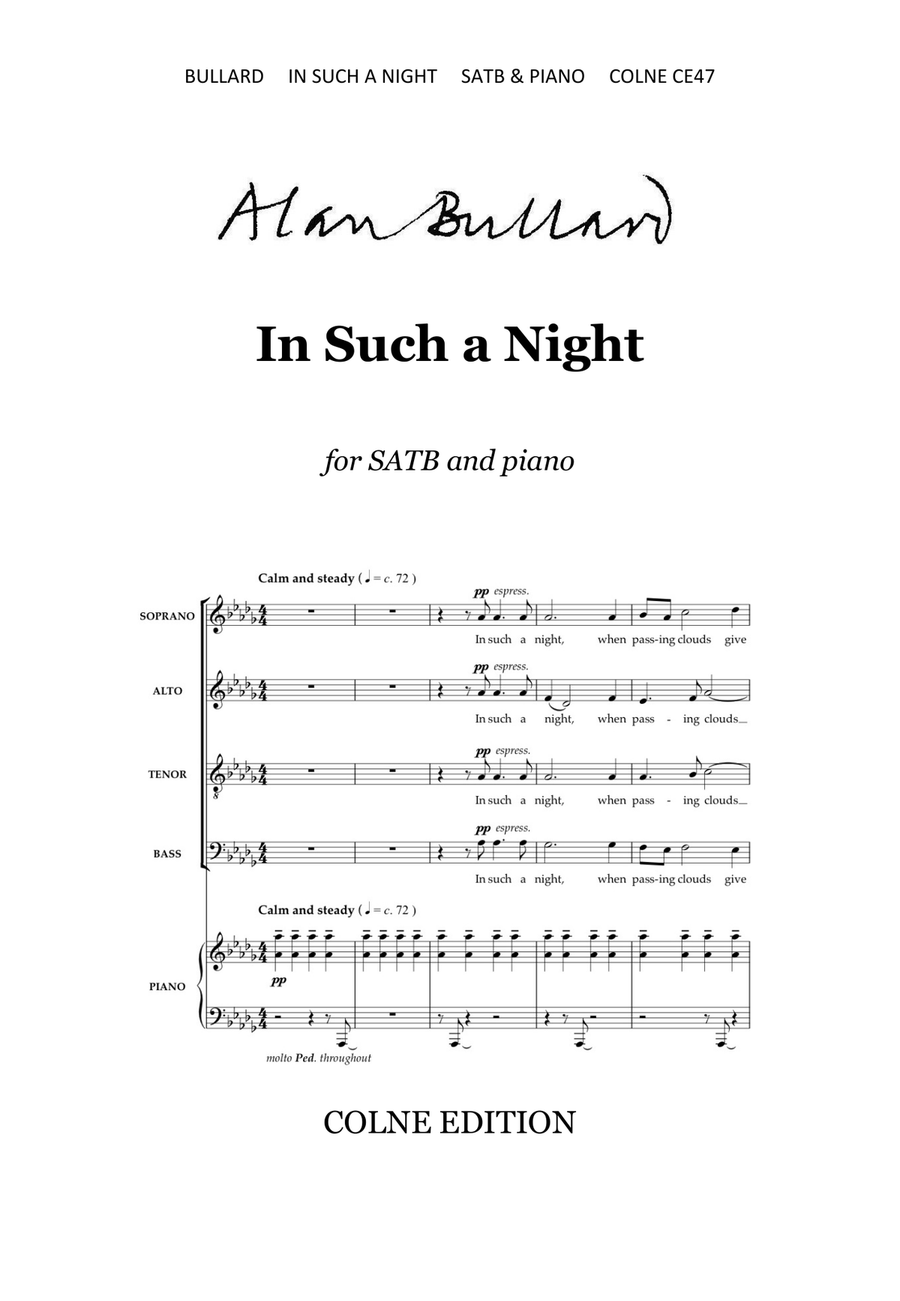 In Such A Night (SATB and piano) 4-Part scores gallery preview page 1