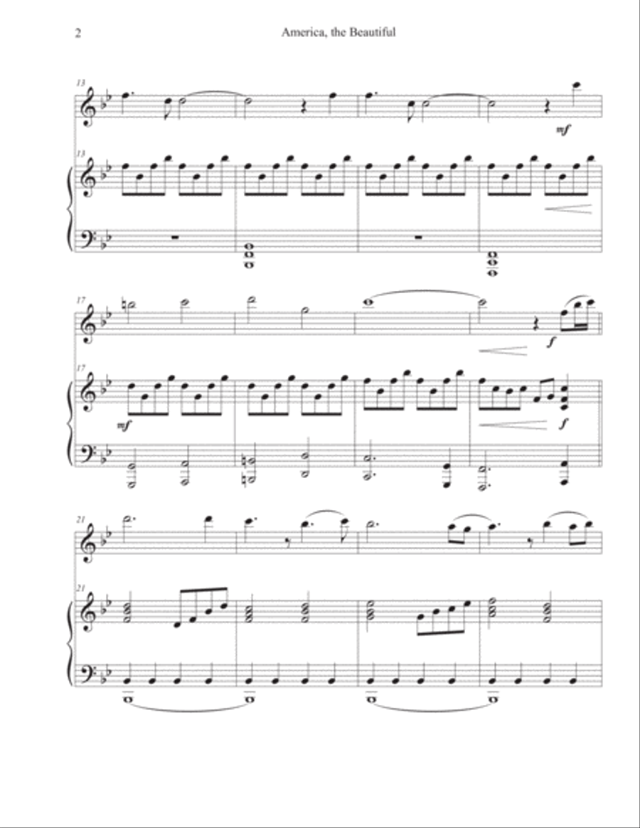 America, the Beautiful (Flute-Piano) Flute Solo scores gallery preview page 2