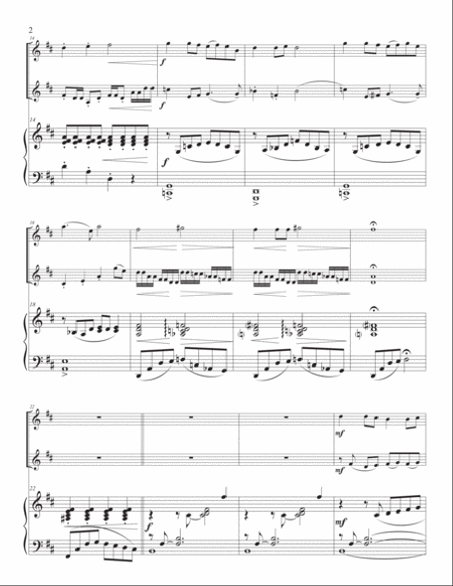 Moonlight Masquerade, for two violins and piano String Duet scores gallery preview page 3