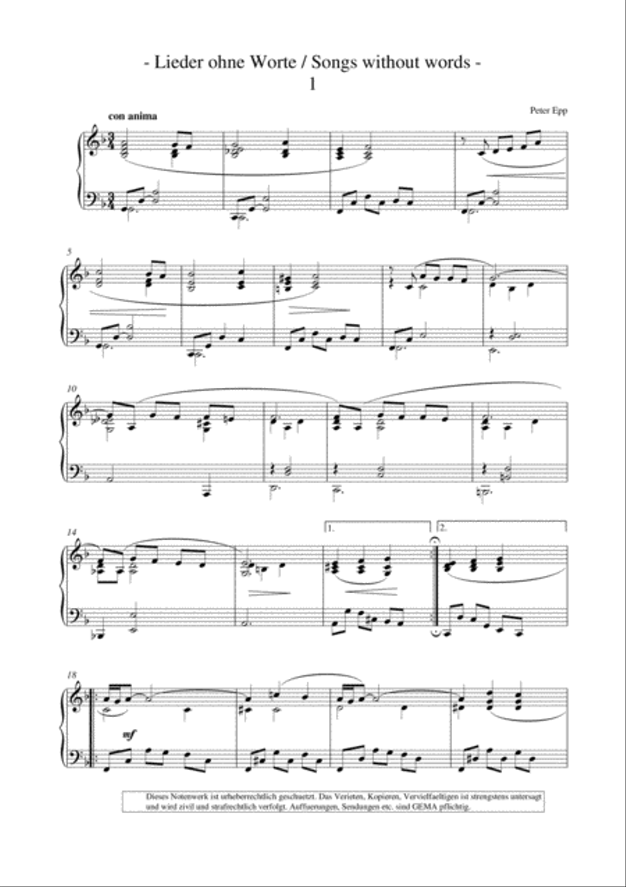 Con anima, (Piano Collection fuer Entertainer) Piano Solo scores gallery preview page 1