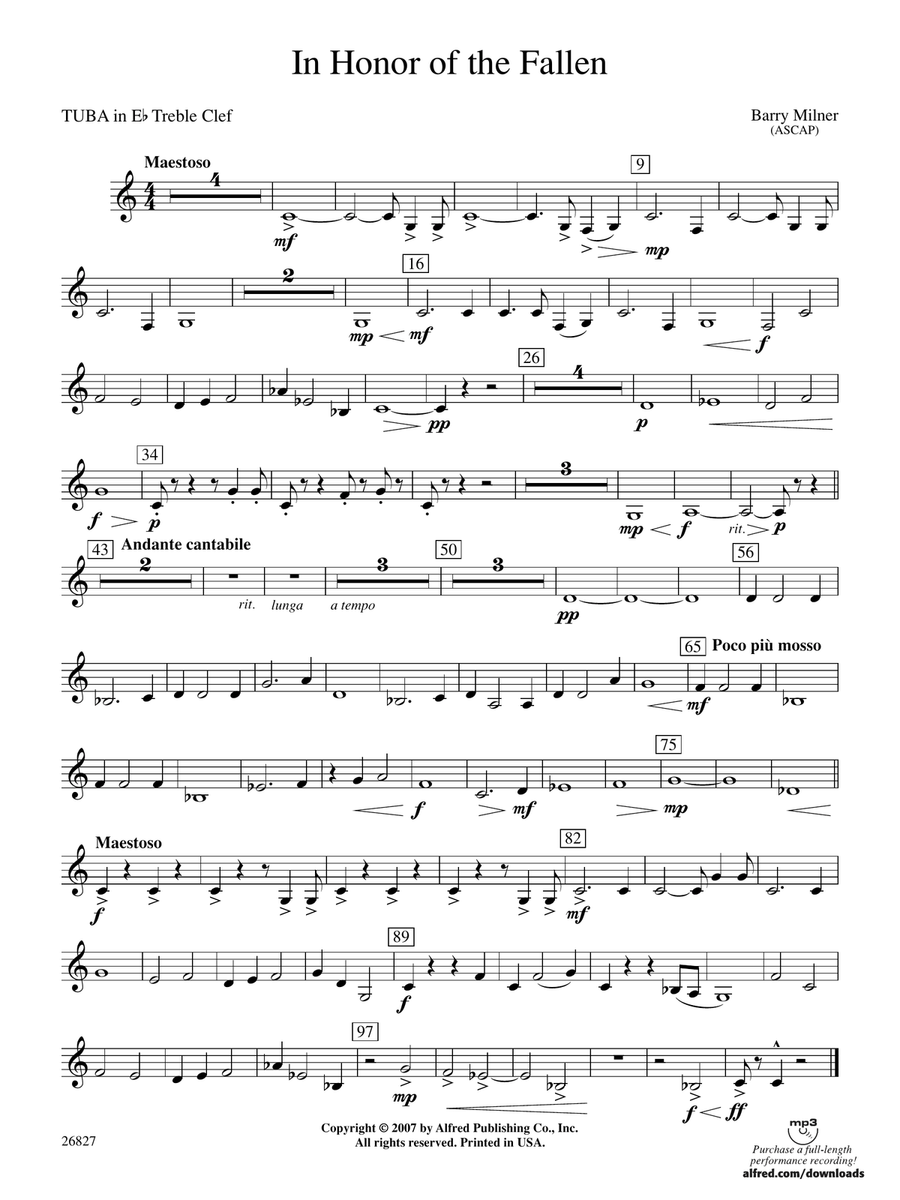 In Honor of the Fallen: (World Part) E-flat Tuba T.C.
