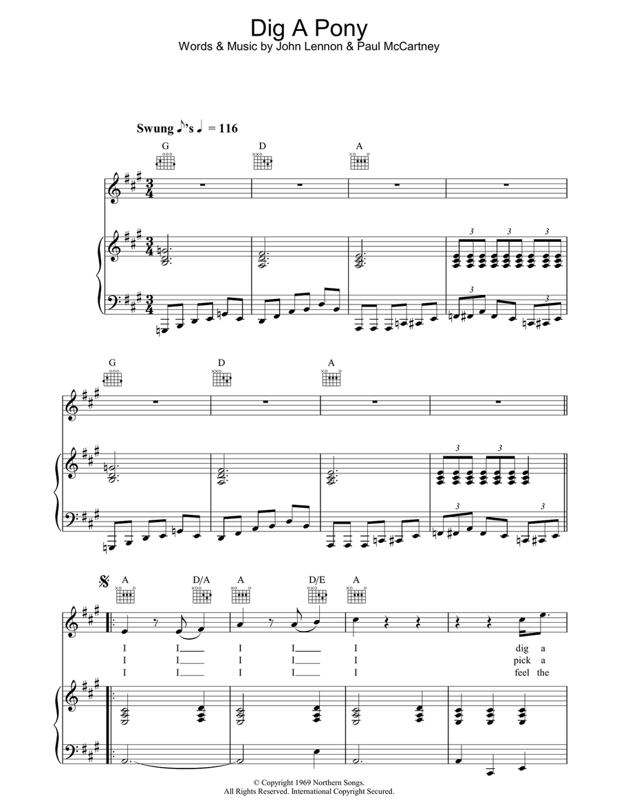 Dig A Pony Acoustic Guitar scores gallery preview page 1