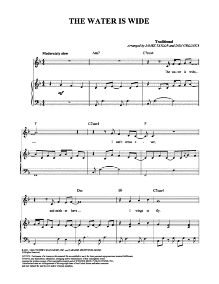 The Water is Wide Piano, Vocal, Guitar scores gallery preview page 1