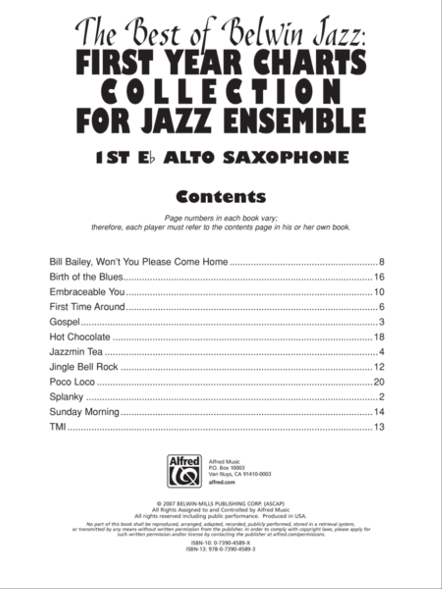 First Year Charts Collection for Jazz Ensemble