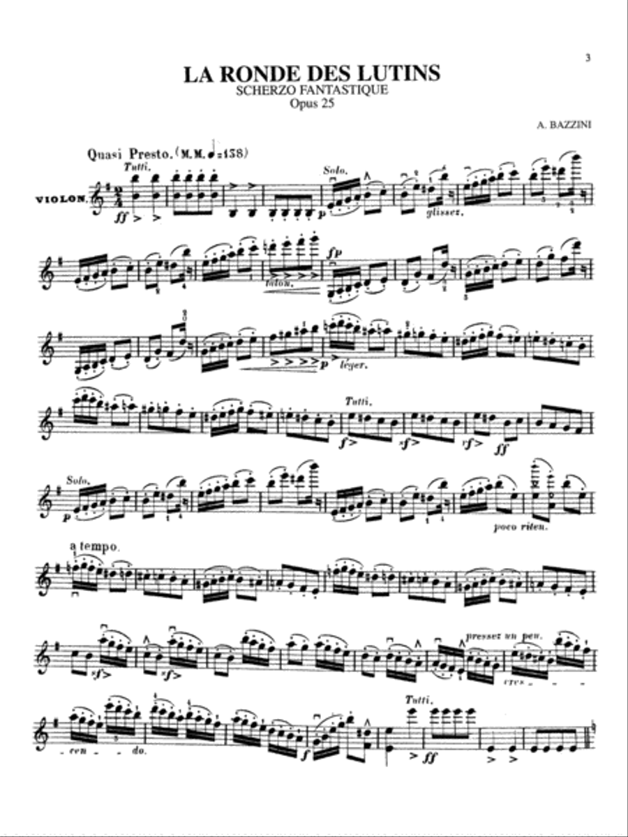 Bazzini: La Ronde des Lutins (Scherzo Fantastique, Op. 25) Violin scores gallery preview page 3