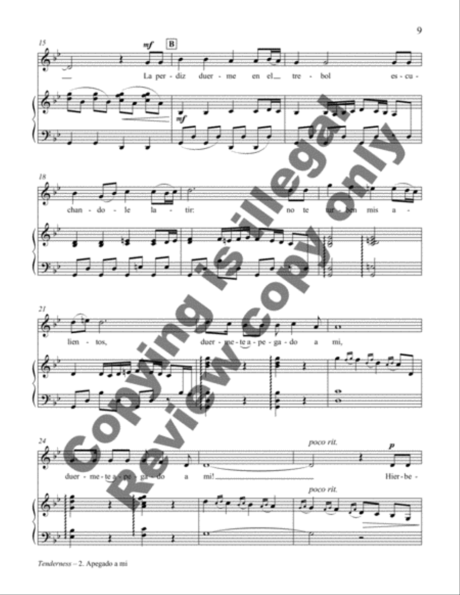 La Ternura Piano, Vocal scores gallery preview page 7