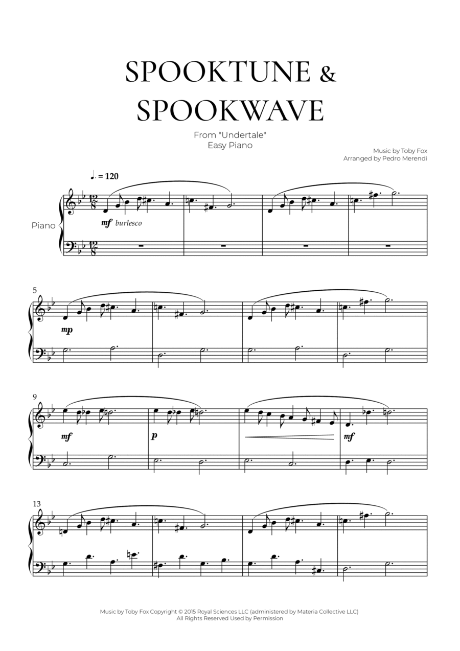 Undertale Variations Easy Piano scores gallery preview page 1