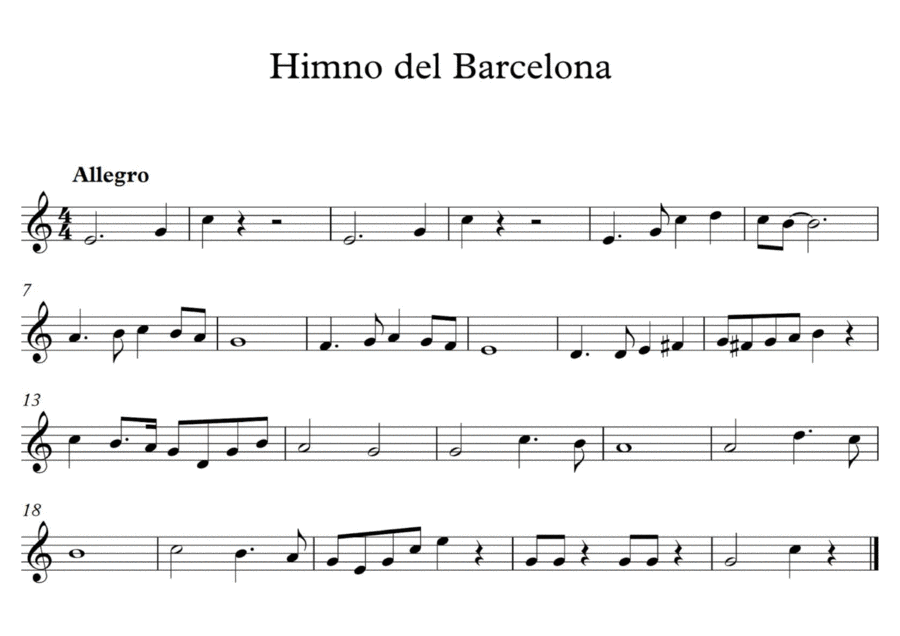 Himno del Barcelona Violin Solo scores gallery preview page 1