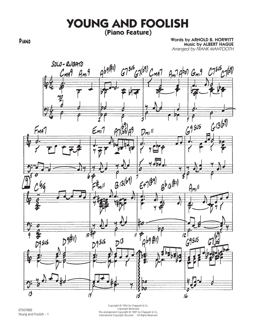 Young And Foolish - Piano Jazz Ensemble scores gallery preview page 1