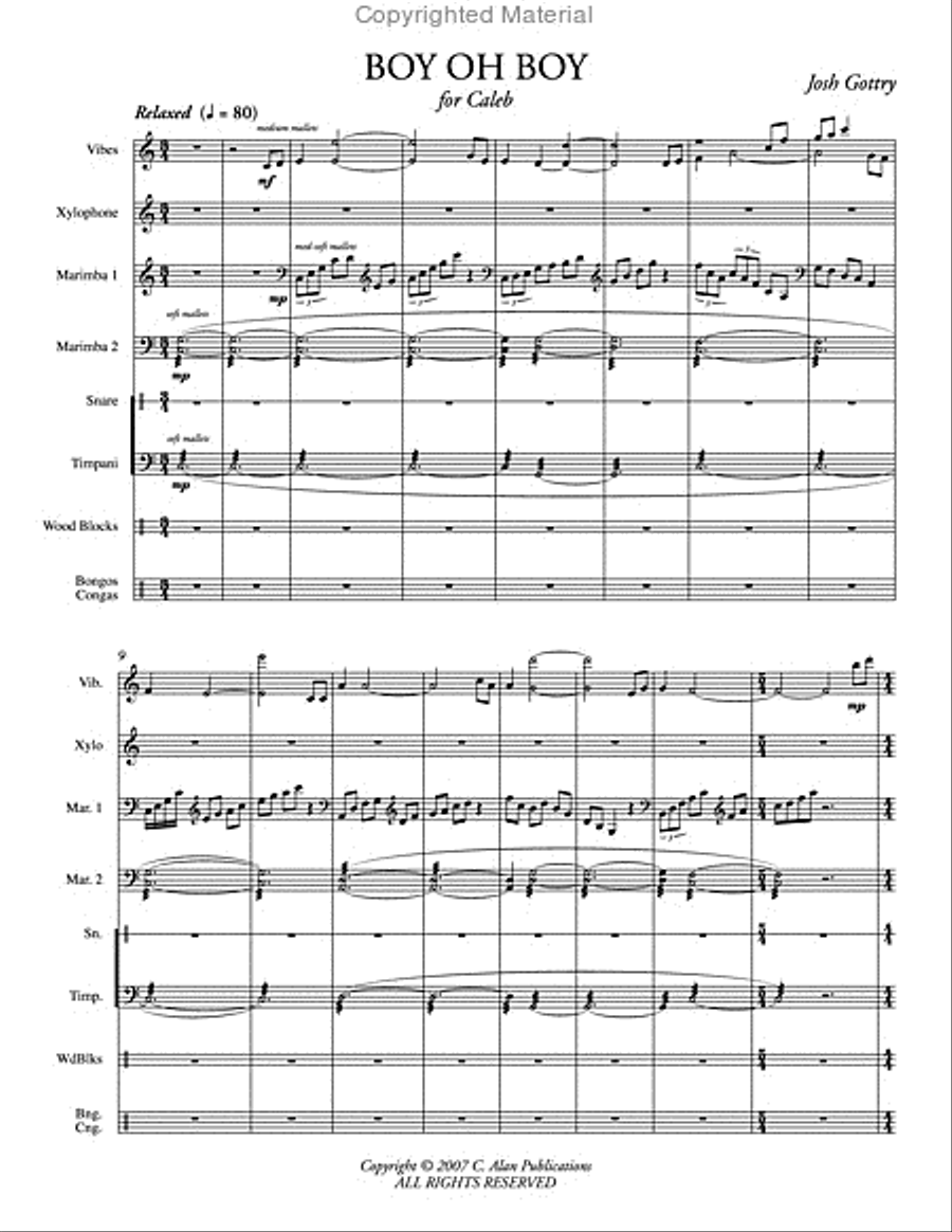 Boy, Oh Boy Boy, Oh Boy Percussion Ensemble scores gallery preview page 2