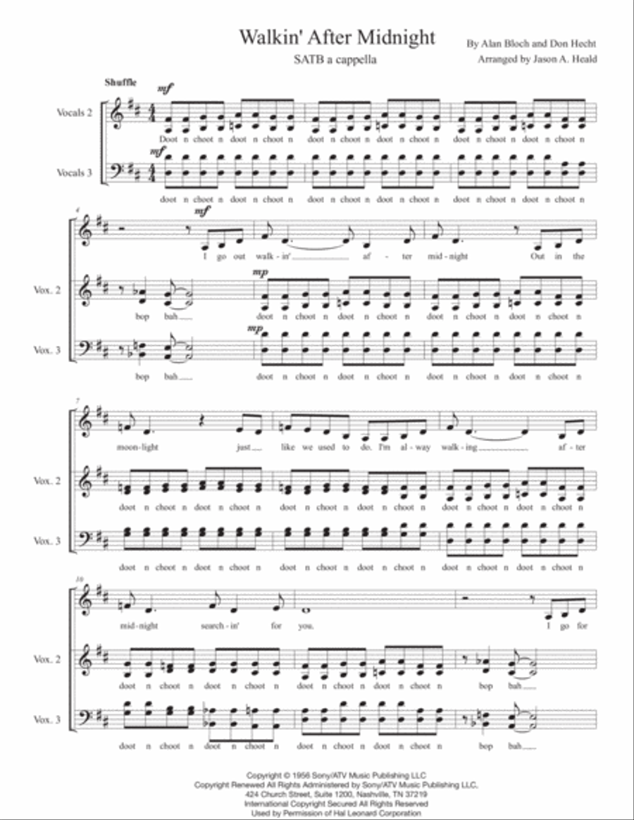 Walkin' After Midnight 4-Part scores gallery preview page 3