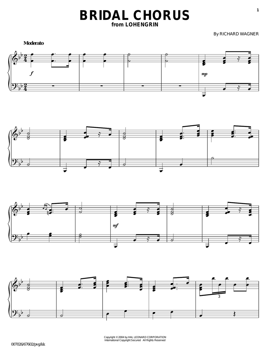 Bridal Chorus Bridal Chorus Piano Solo scores gallery preview page 1