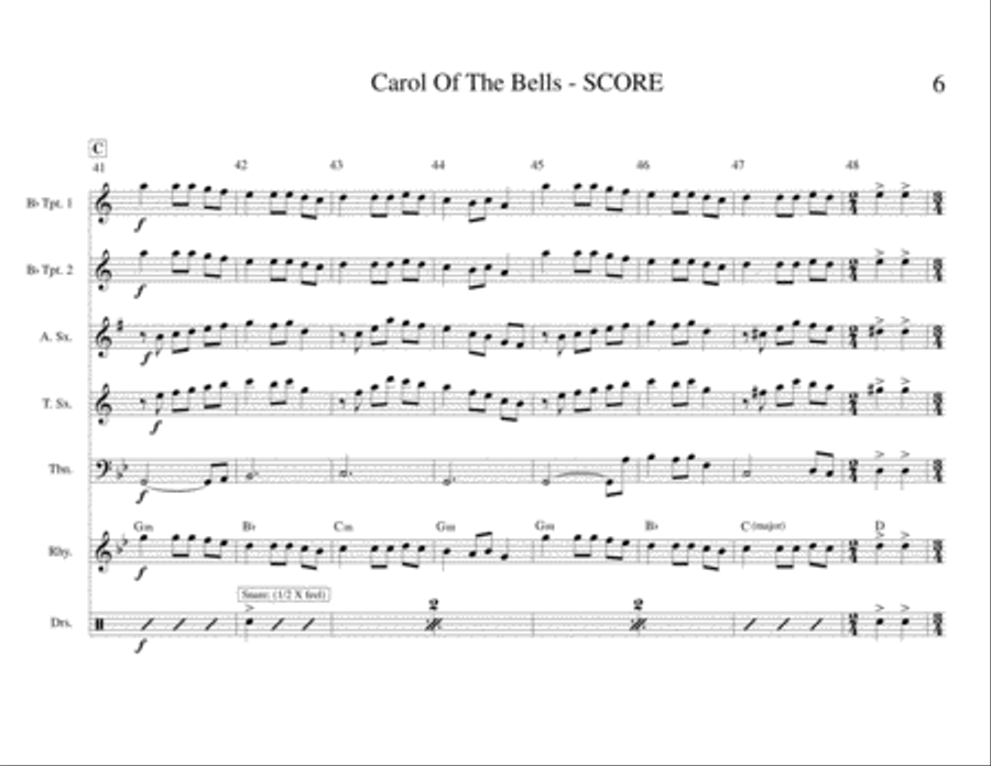 Carol Of The Bells (Jazz Band) Jazz Ensemble scores gallery preview page 6