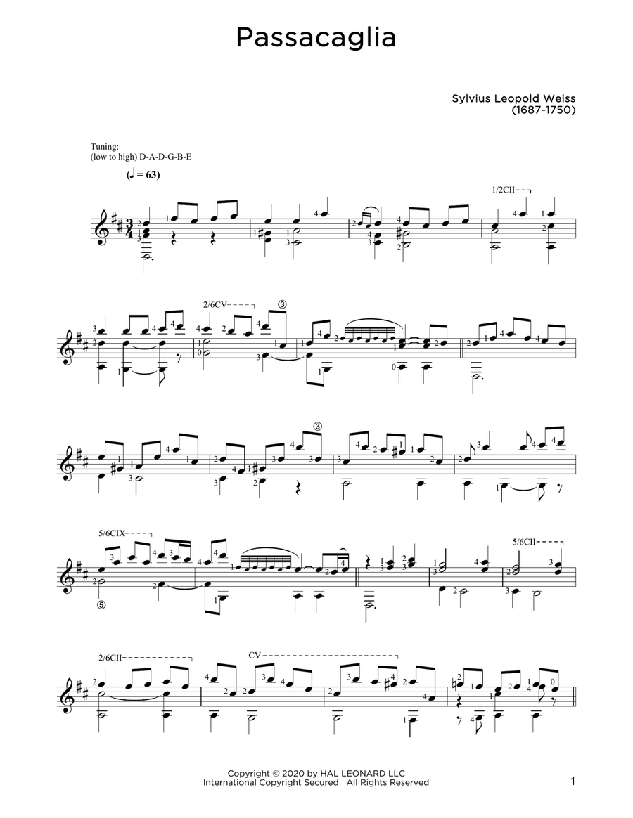 Passacaglia Acoustic Guitar scores gallery preview page 1