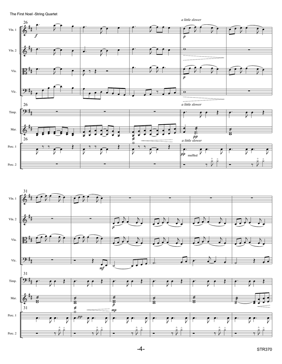 THE FIRST NOEL - STRING QUARTET with optional Percussion String Quartet scores gallery preview page 4