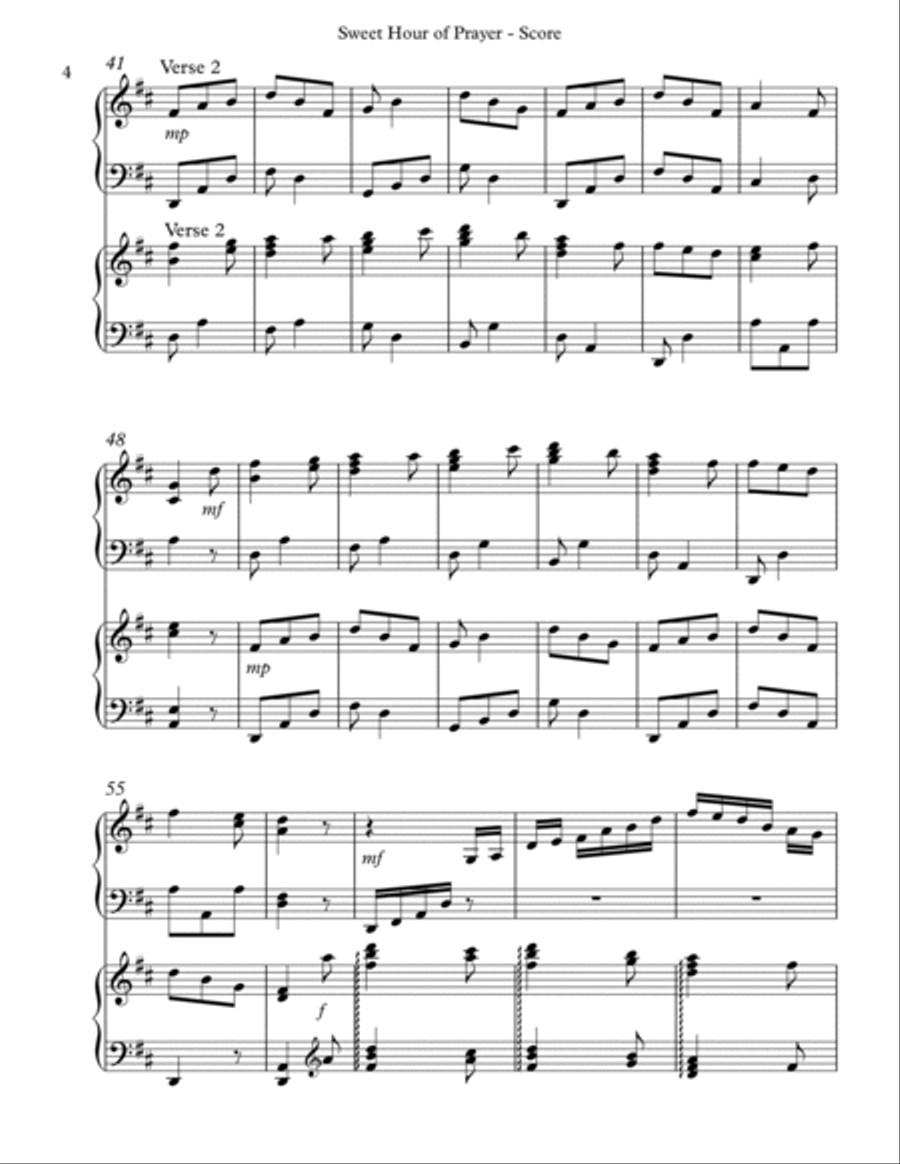 Sweet Hour of Prayer, Harp Duet, Score & Parts image number null