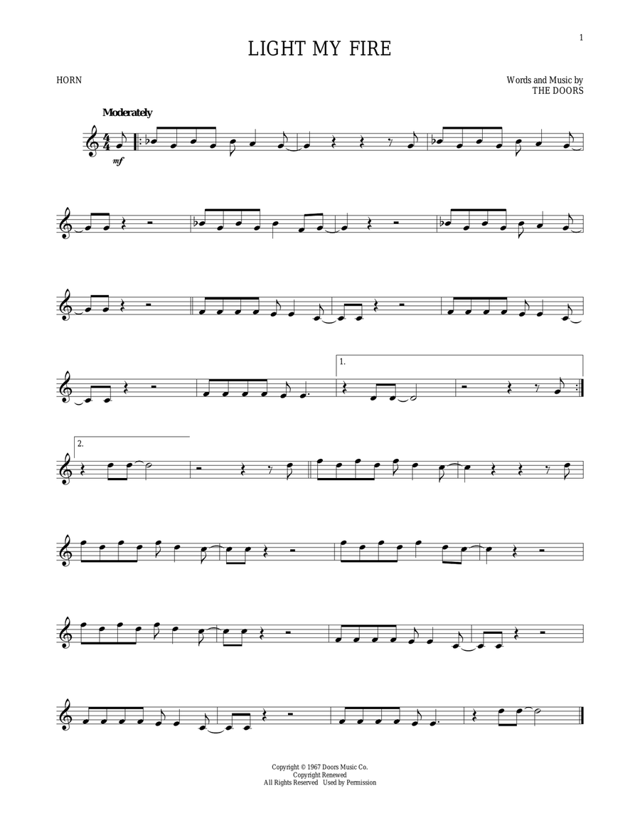 Light My Fire Horn Solo scores gallery preview page 1