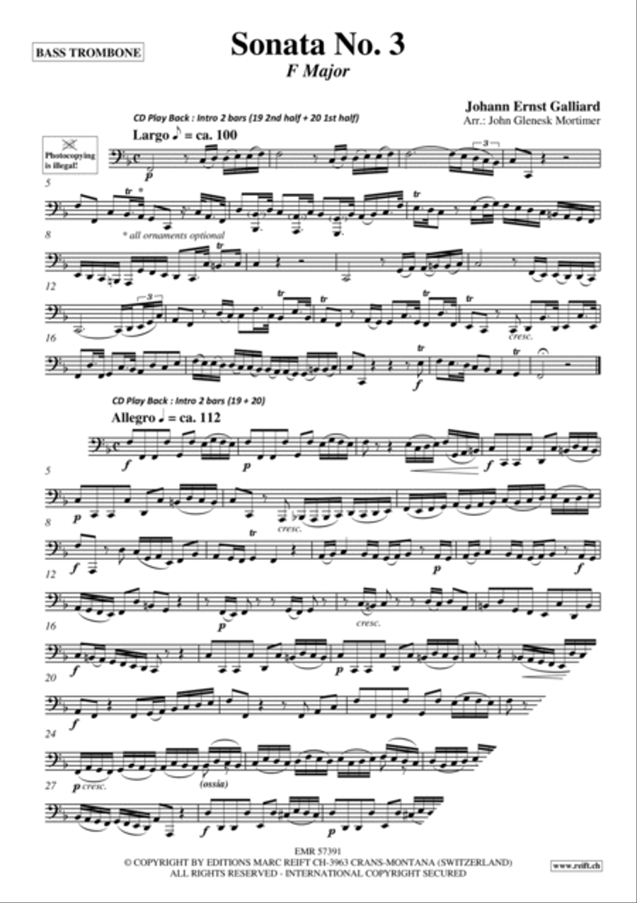 Sonata No. 3 Trombone scores gallery preview page 3