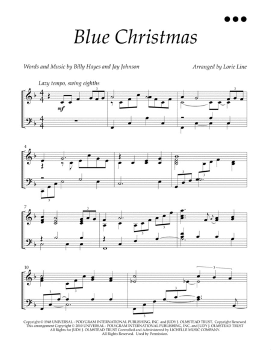 Blue Christmas Piano Solo scores gallery preview page 2