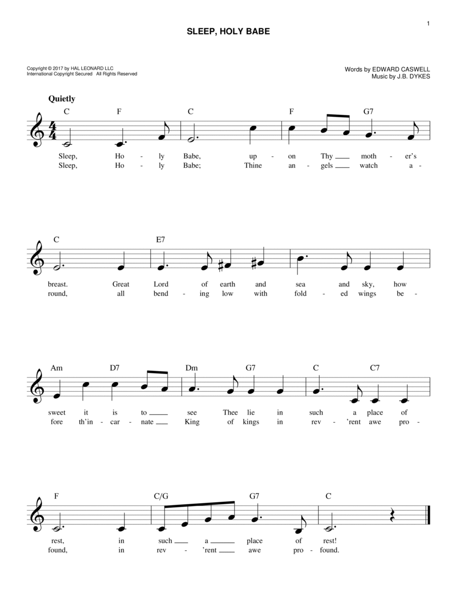 Sleep, Holy Babe Sleep, Holy Babe Piano scores gallery preview page 1