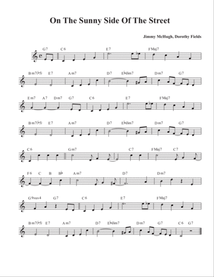On The Sunny Side Of The Street Piano, Vocal, Guitar scores gallery preview page 1