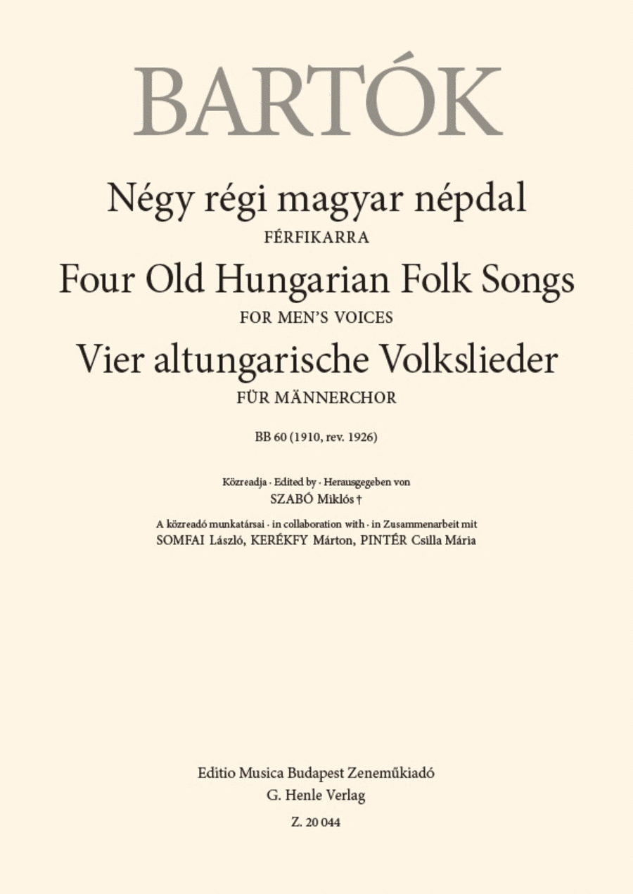 Four Old Hungarian Folksongs