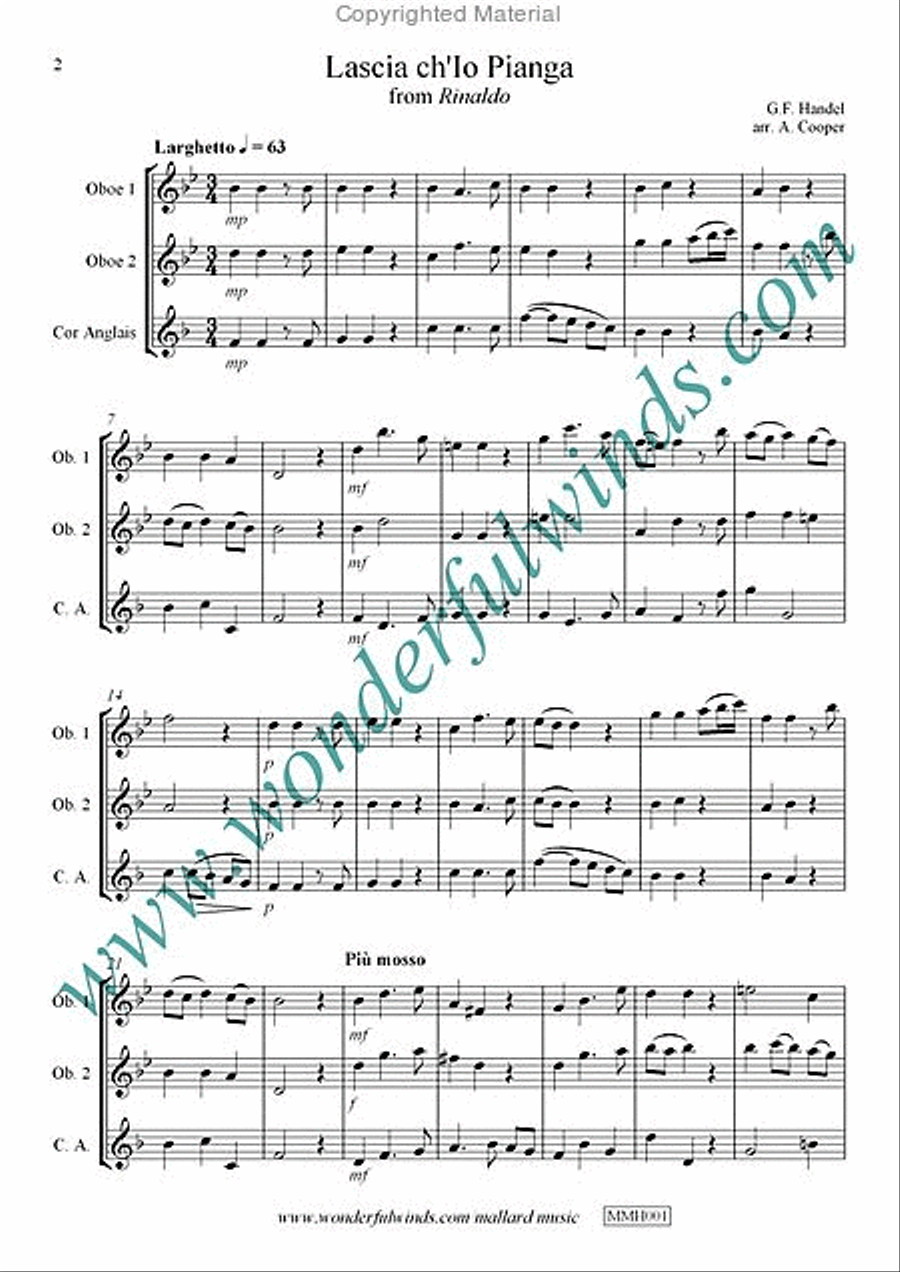Lascia Ch'Io Pianga Lascia Ch'Io Pianga Woodwind Trio scores gallery preview page 2