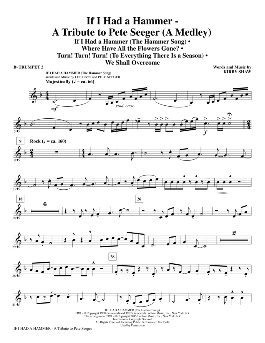 If I Had A Hammer - A Tribute to Pete Seeger - Bb Trumpet 2 Choir scores gallery preview page 1
