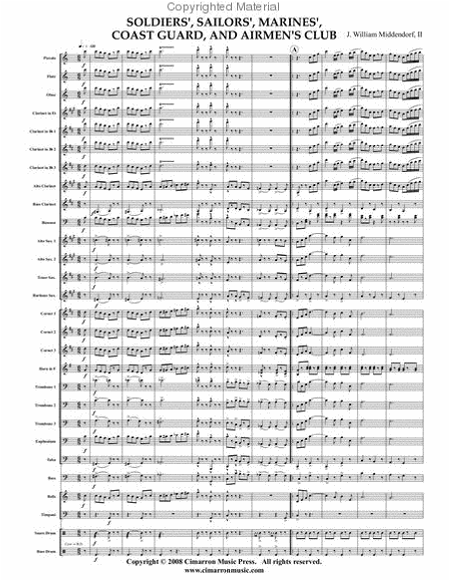 Soldiers', Sailors', Marines', Coast Guard and Airmen's Club Concert Band scores gallery preview page 2