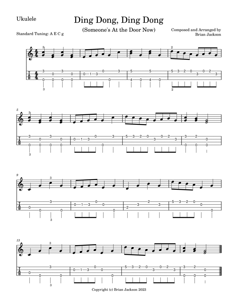 Ding Dong, Ding Dong Ukulele scores gallery preview page 1