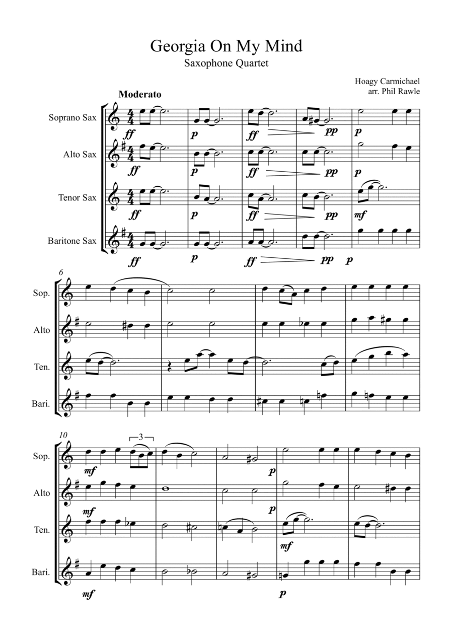 Georgia On My Mind Woodwind Quartet scores gallery preview page 1