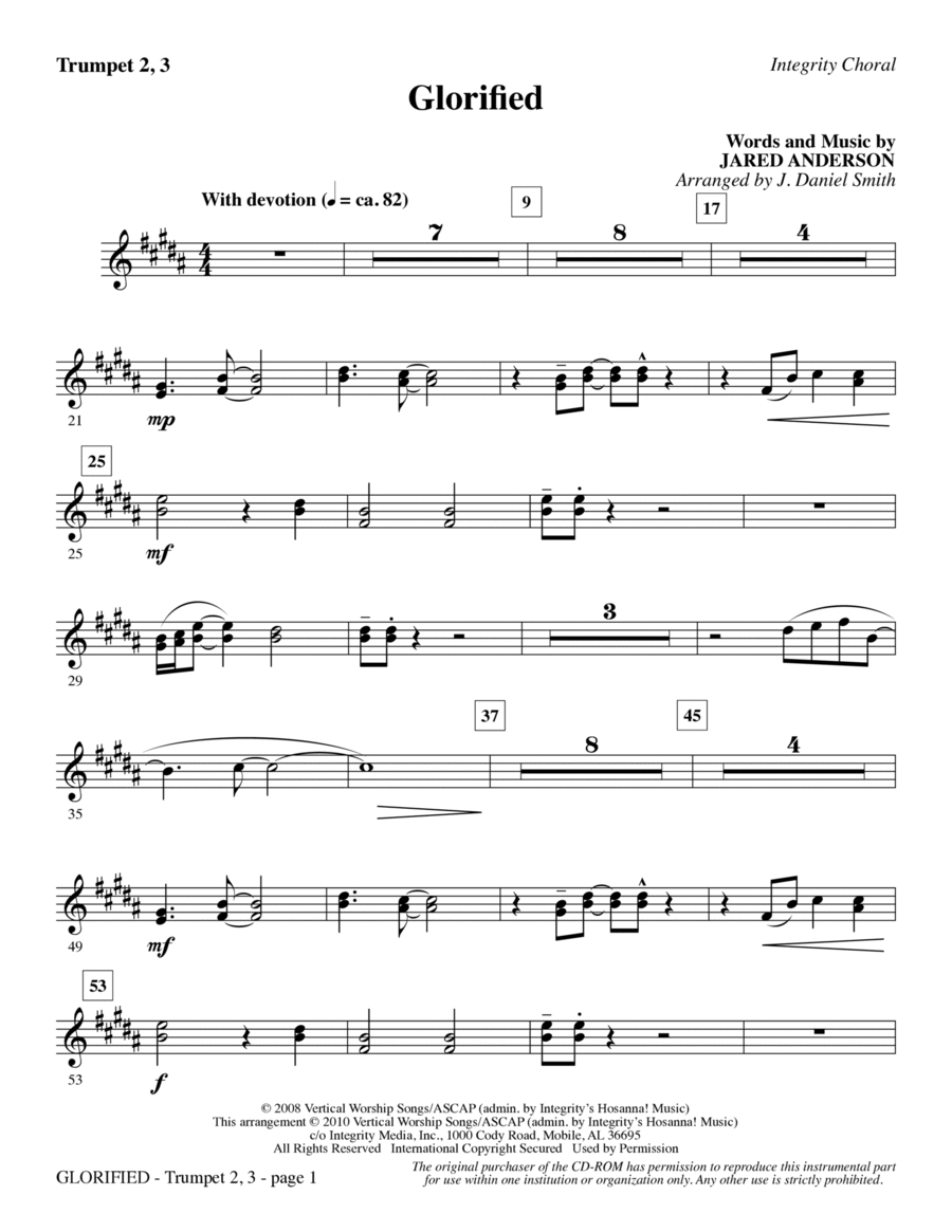 Glorified - Trumpet 2 & 3 Choir scores gallery preview page 1