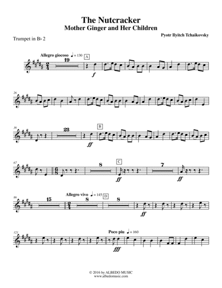 The Nutcracker, Mother Ginger and Her Children, Polichinelles - Trumpet in Bb 2 (Transposed Part)
