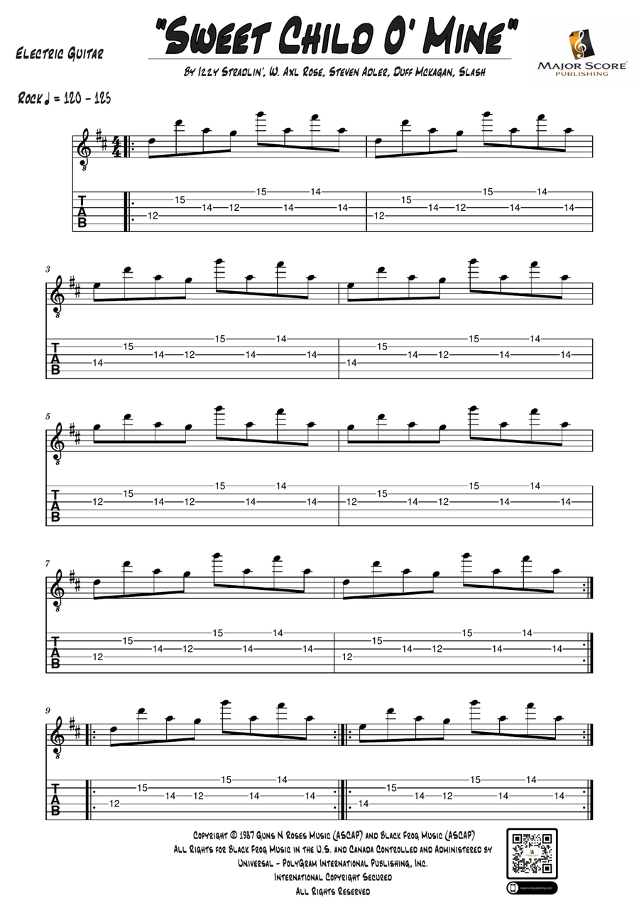 Sweet Child O' Mine Guitar Tablature scores gallery preview page 1