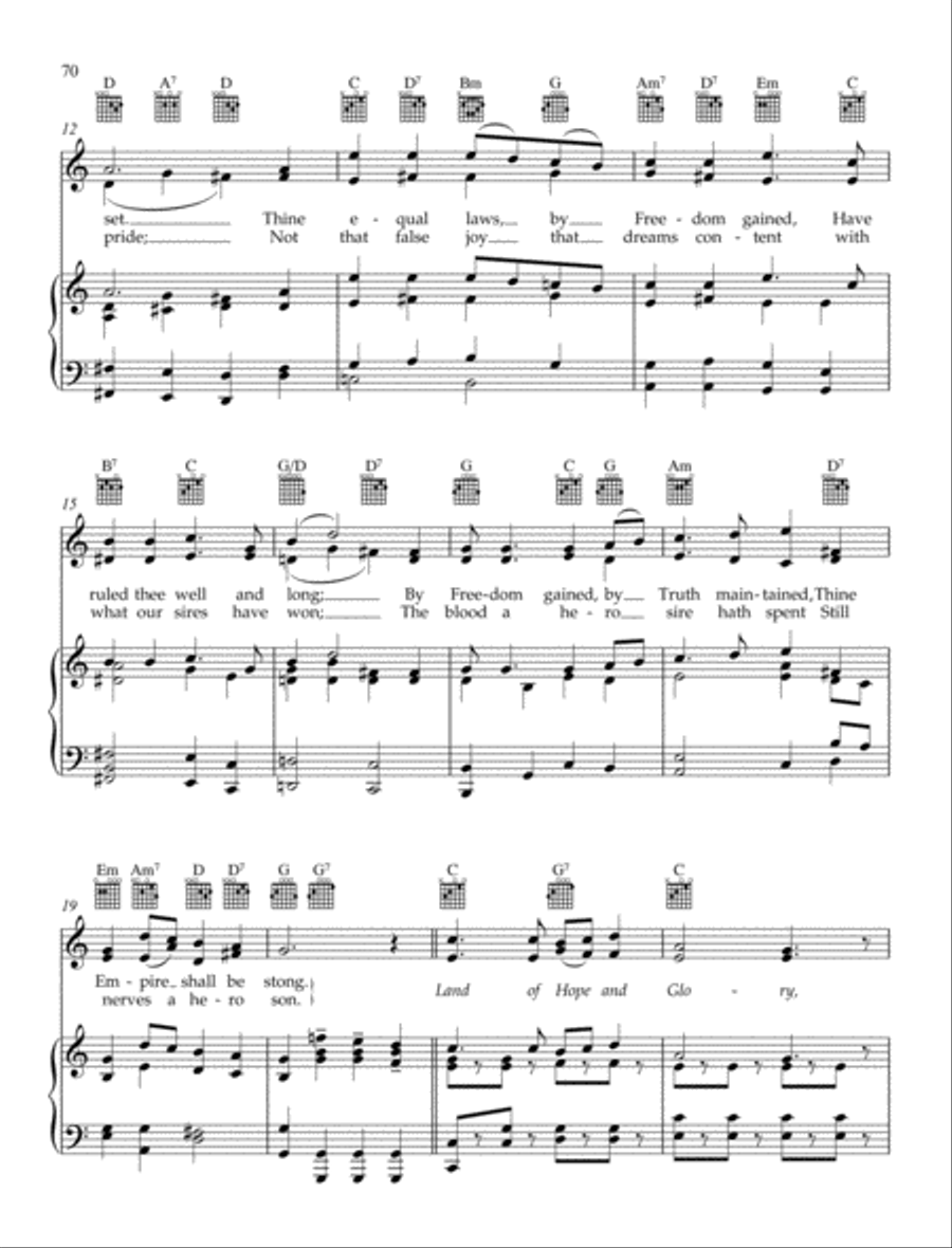 Land of Hope and Glory Piano, Vocal, Guitar scores gallery preview page 2